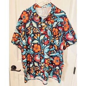 KYKU Mens 3XL Floral Print Short Sleeve Button Down Shirt Perfect Condition!